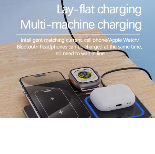 30W LED Fast Wireless Charger Stand 3 in 1 Foldable Charging Station