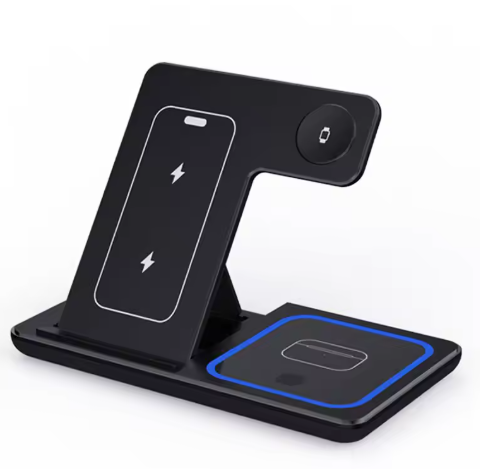 30W LED Fast Wireless Charger Stand 3 in 1 Foldable Charging Station